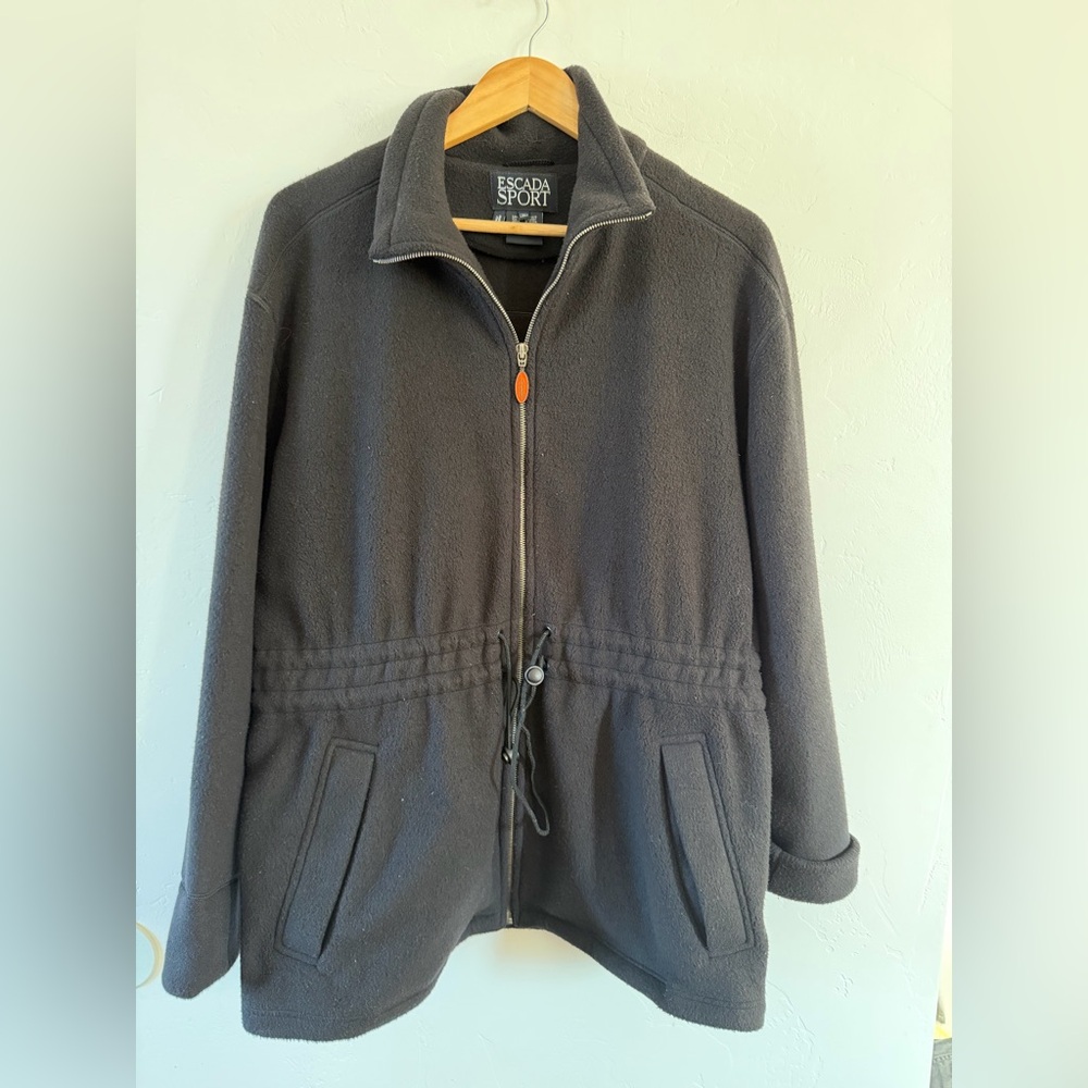 Escada Sport Black Fleece Jacket Italian Made Size Medium